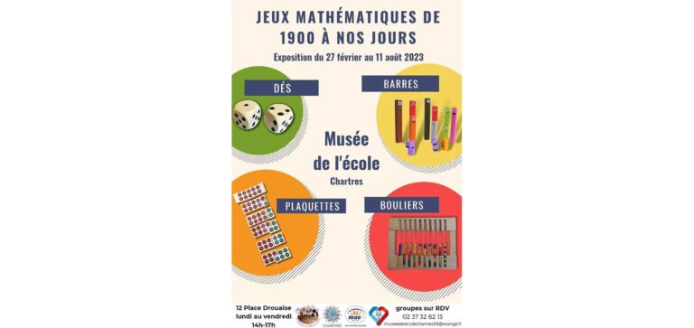 Affiche de l'exposition Jeux mathématiques de 1900 à nos jours - Musée de l'école de Chartres et de l'Eure et Loir